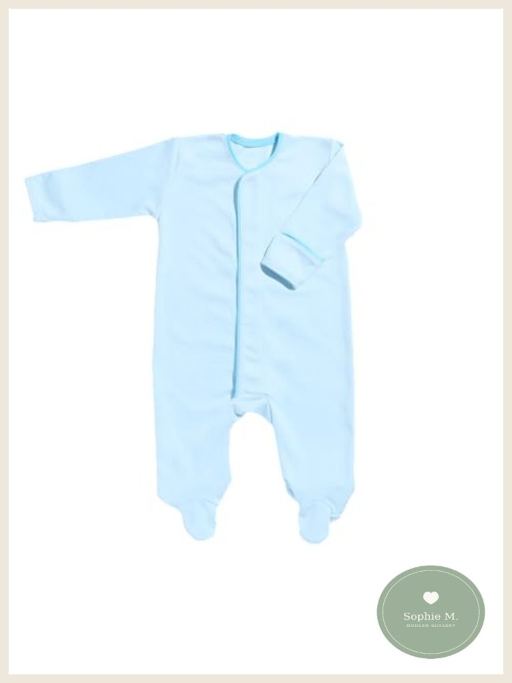 Magnetic Baby Footie - Pima Cotton Onesie with Hand Covers & Foot Grips